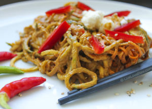 Raw vegan spicy Asian noodles, Pad Thai, by Live Love Raw